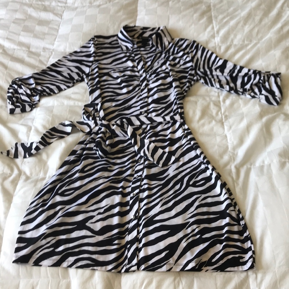 I.N.C. Zebra-Print Shirtdress Black & White
